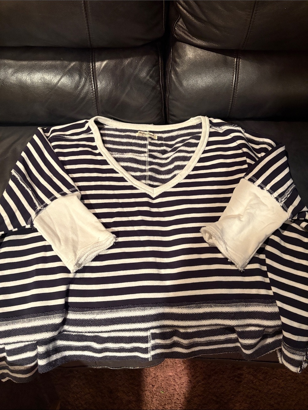 We The Free Striped Long Sleeve V-Neck Tee